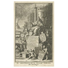 Antique Frontispiece of the Volume about Switzerland and Italy by Tirion, 1761