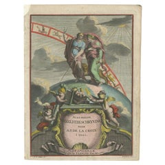 Antique Frontispiece with Allegorical Figures, a Globe and Zodiac Signs, 1705