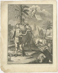 Antique Frontispiece with an Elephant, Lion, Monkey etc, 1749
