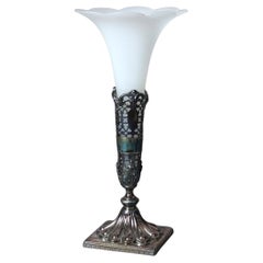 Jarrón antiguo de vidrio esmerilado y baño de plata C1910