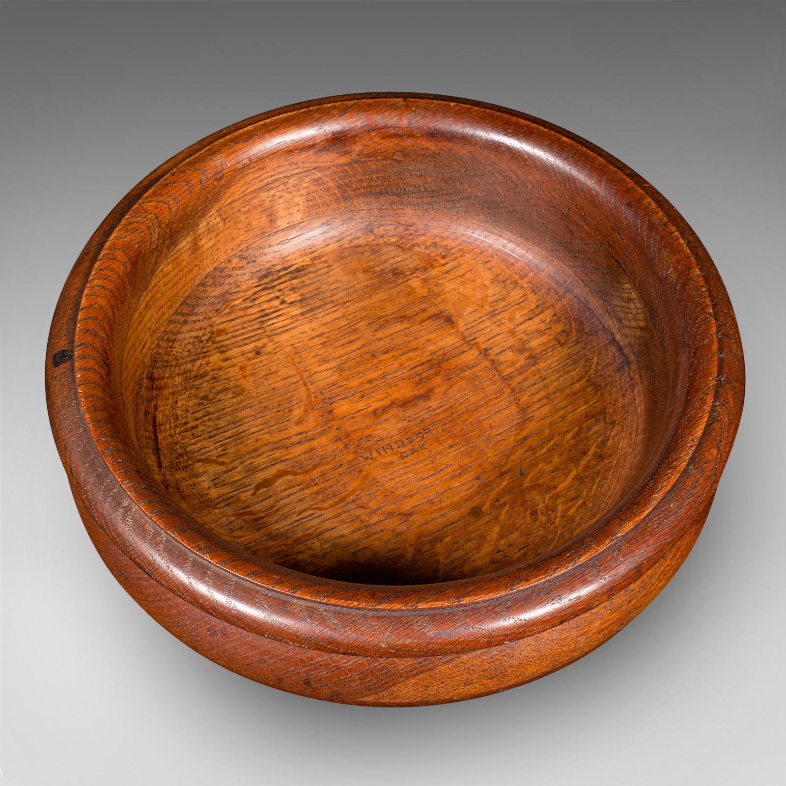 19th Century Antique Fruit Bowl, English, Turned Oak, Display Dish, Arts & Crafts, Victorian For Sale
