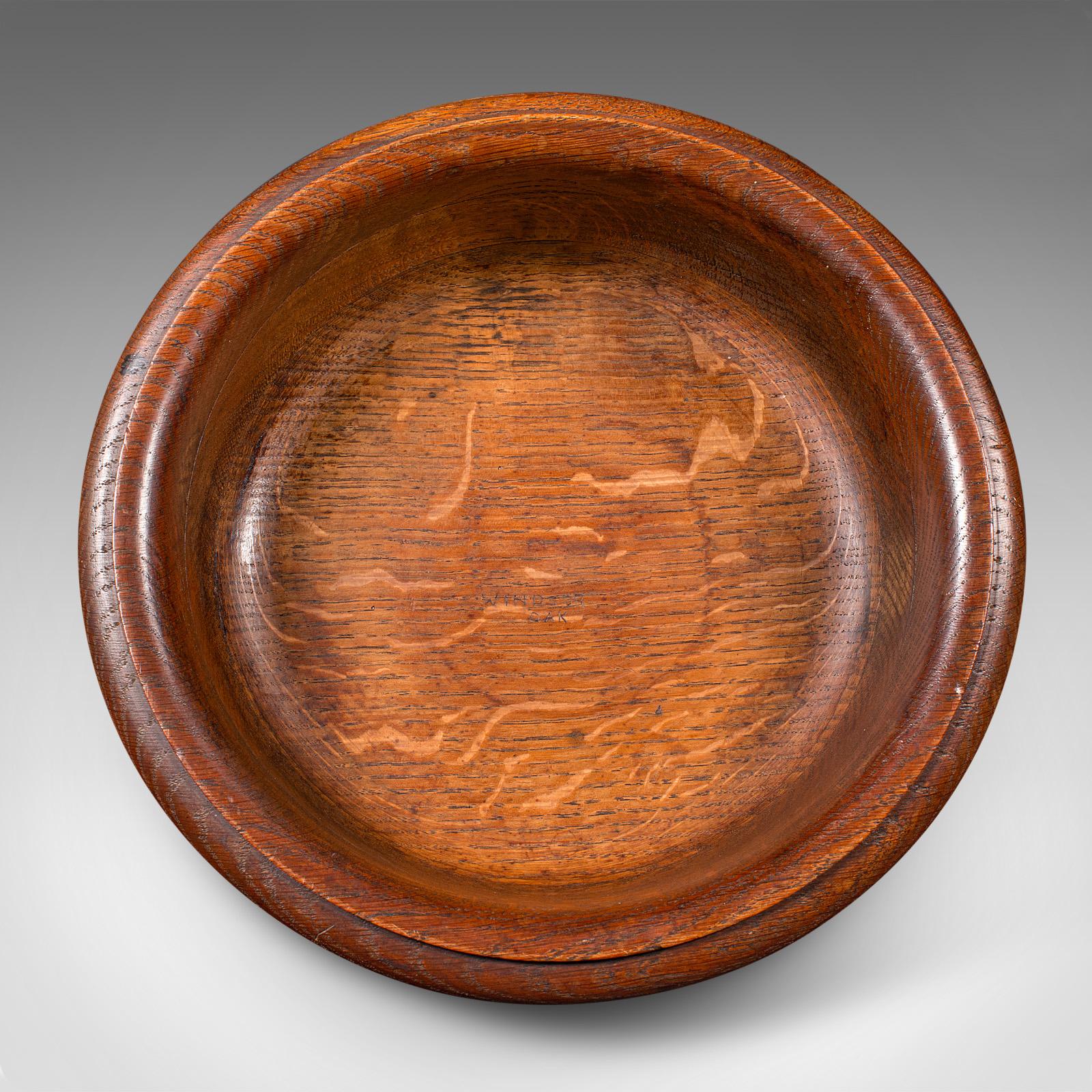 Antique Fruit Bowl, English, Turned Oak, Display Dish, Arts & Crafts, Victorian For Sale 2