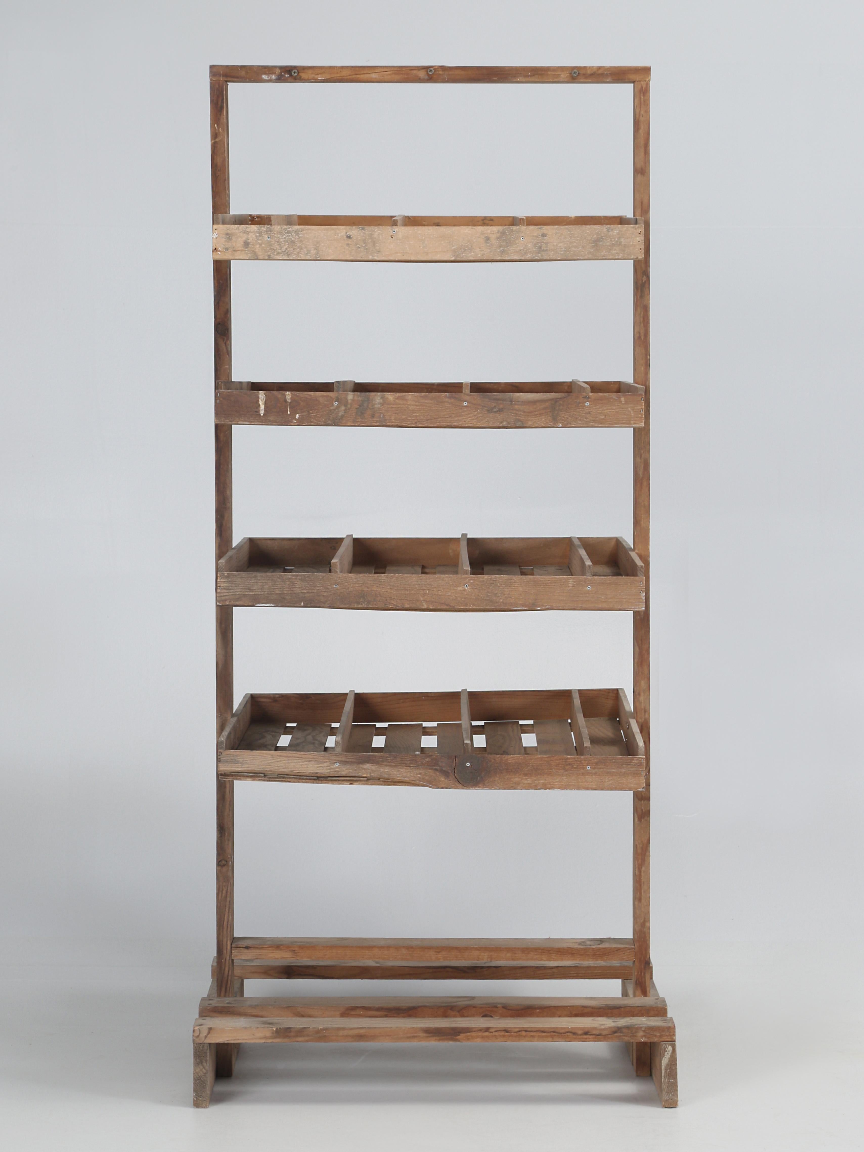 Antique European Drying Rack and was probably for Fruit would be our best guess. We thought the Drying Rack would be great for small herbs or flowering plants, or possibly a wonderful magazine rack. 
**Please note repair and the very top, images 3