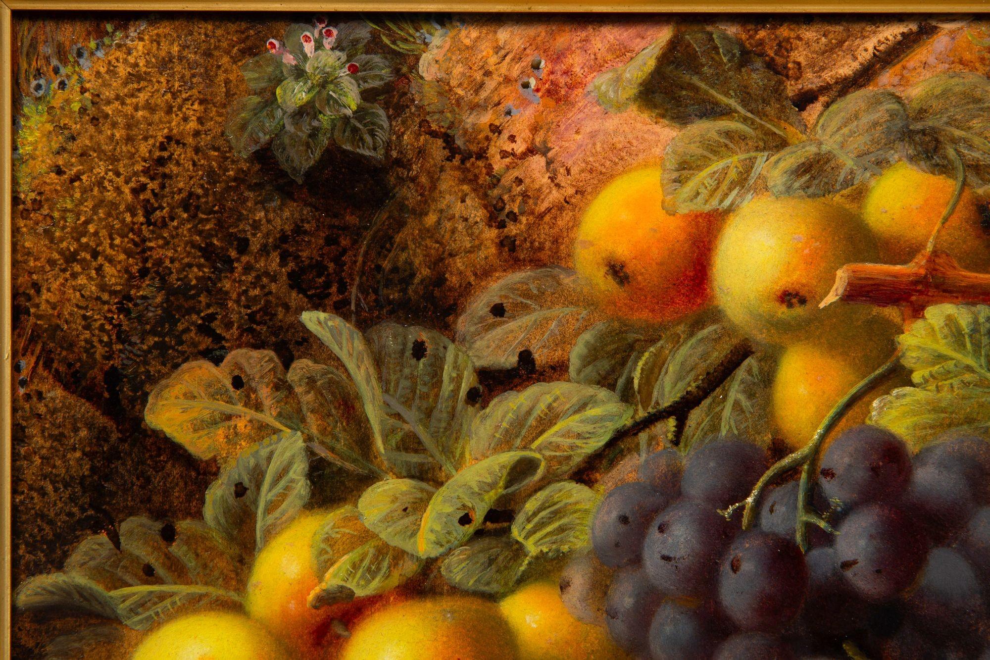 Antikes Obststillleben, Ölgemälde von Apfeln und Trauben von Oliver Clare im Angebot 9