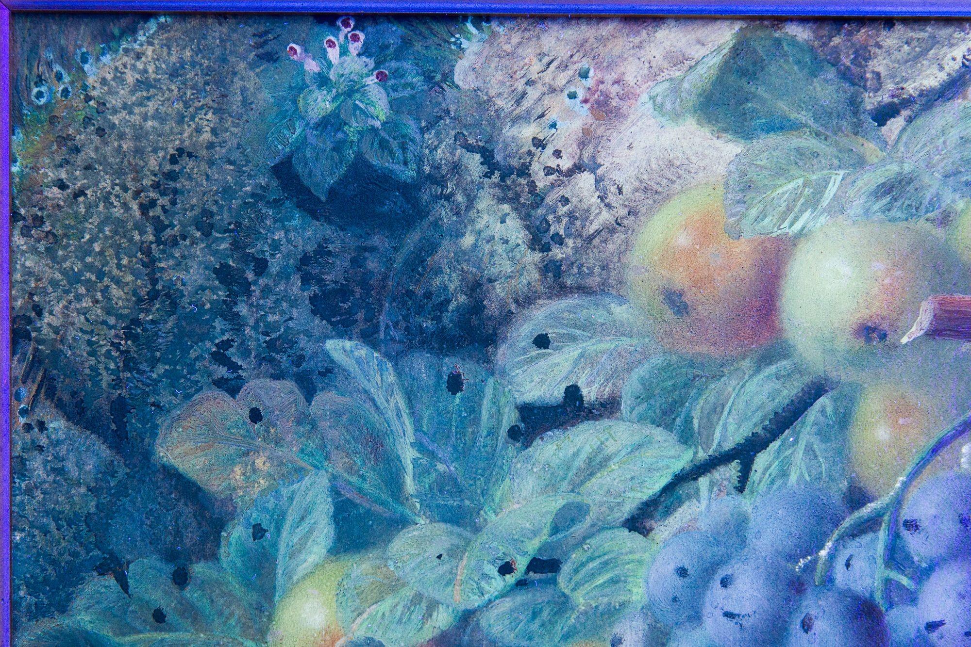 Antikes Obststillleben, Ölgemälde von Apfeln und Trauben von Oliver Clare im Angebot 11