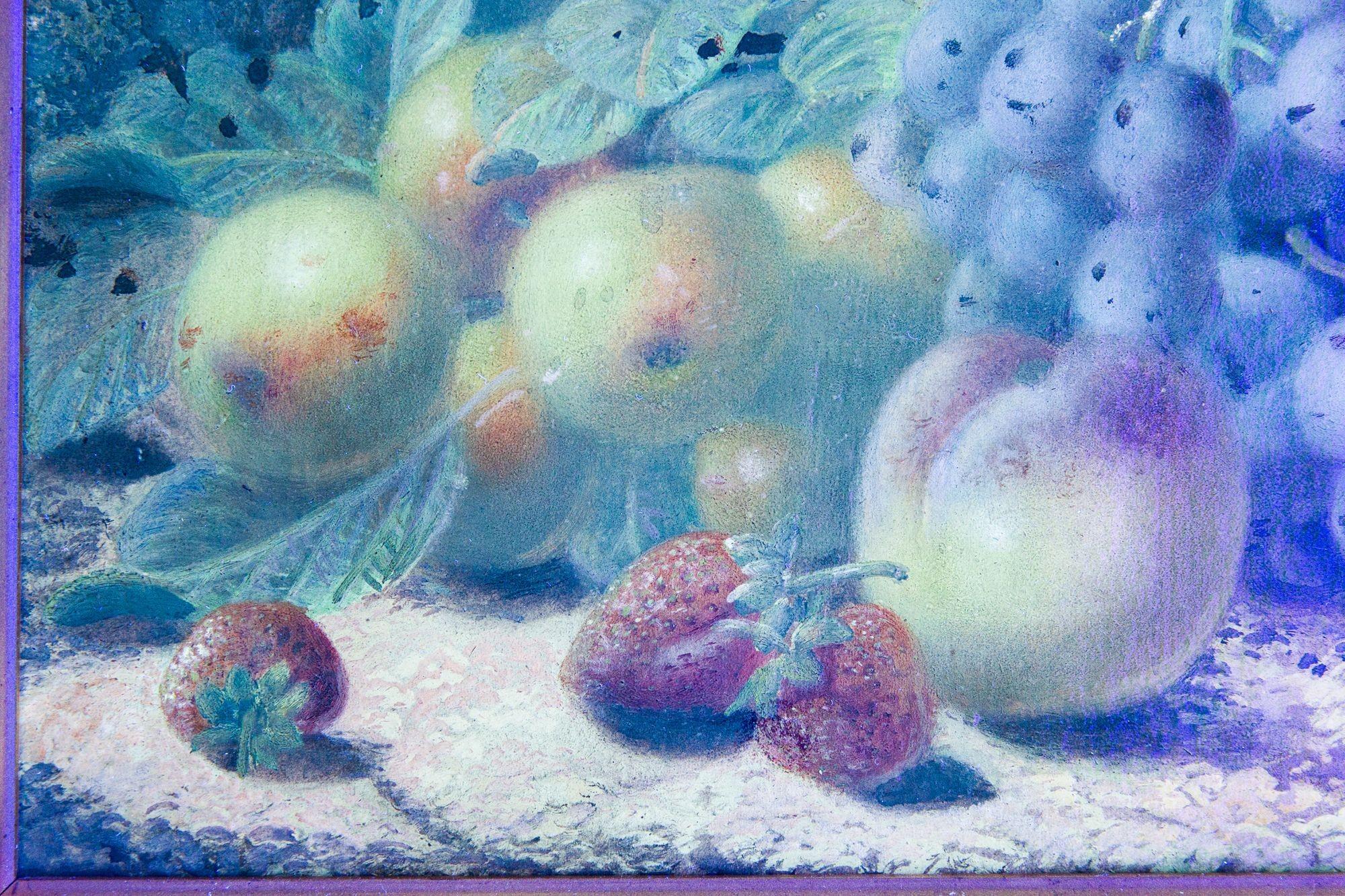 Antikes Obststillleben, Ölgemälde von Apfeln und Trauben von Oliver Clare im Angebot 13
