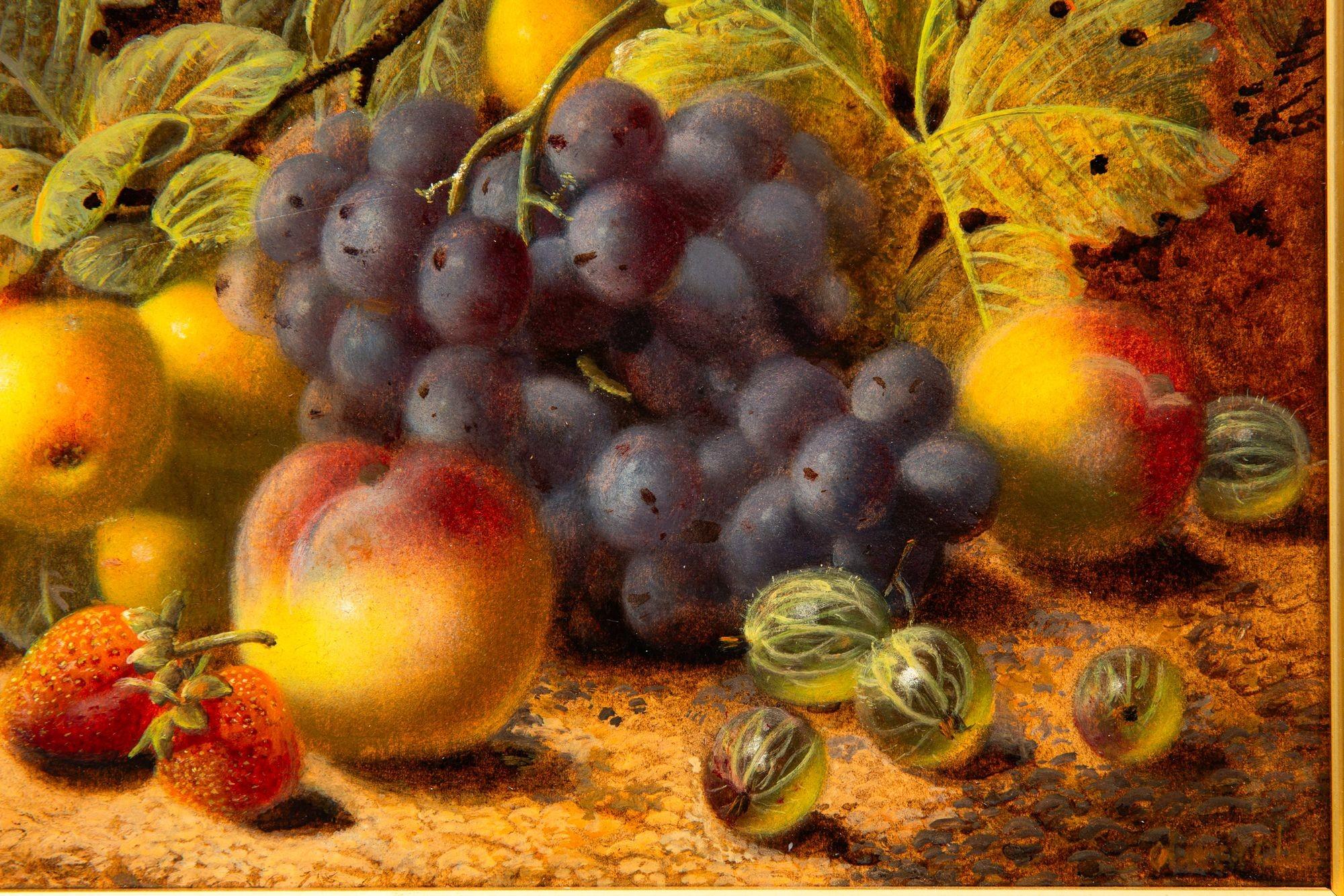 Antikes Obststillleben, Ölgemälde von Apfeln und Trauben von Oliver Clare (20. Jahrhundert) im Angebot