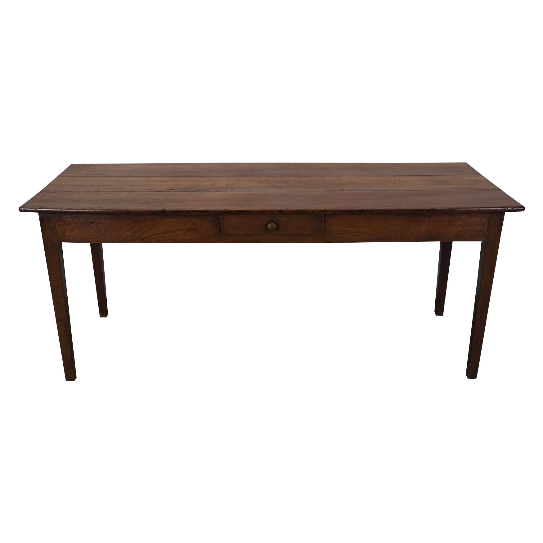 Antique Fruitwood 19th Century French Rustic Farmhouse Dining Table