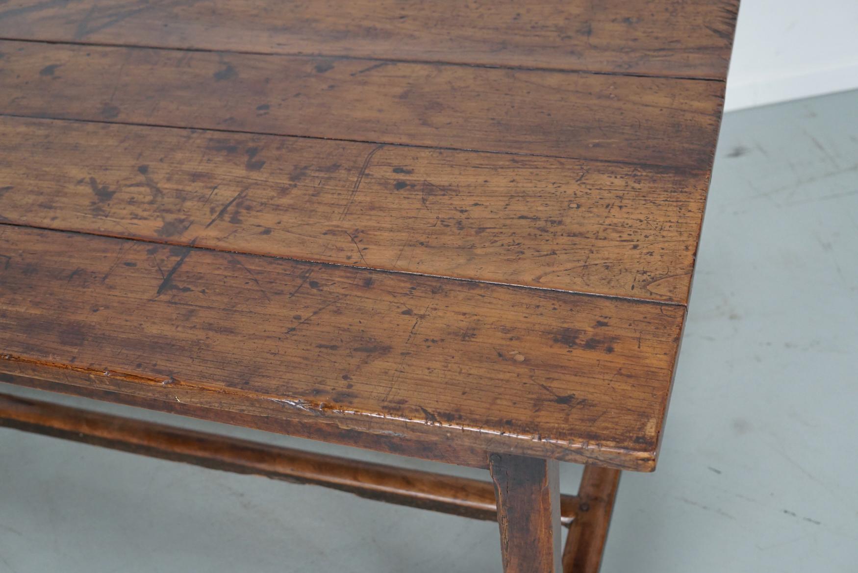 Antique Fruitwood 19th Century French Rustic Farmhouse Dining Table or Desk In Good Condition In Nijmegen, NL