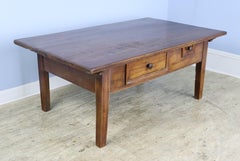 Antique Fruitwood Alsacian Coffee Table with Two Drawers