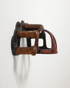 Antique Fruitwood and Cast Iron Saddle Rack, England, 19th C