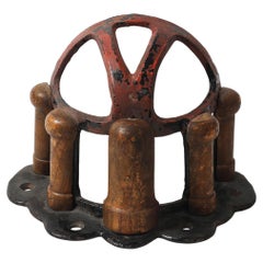 Antique Fruitwood and Cast Iron Saddle Rack, England, 19th C