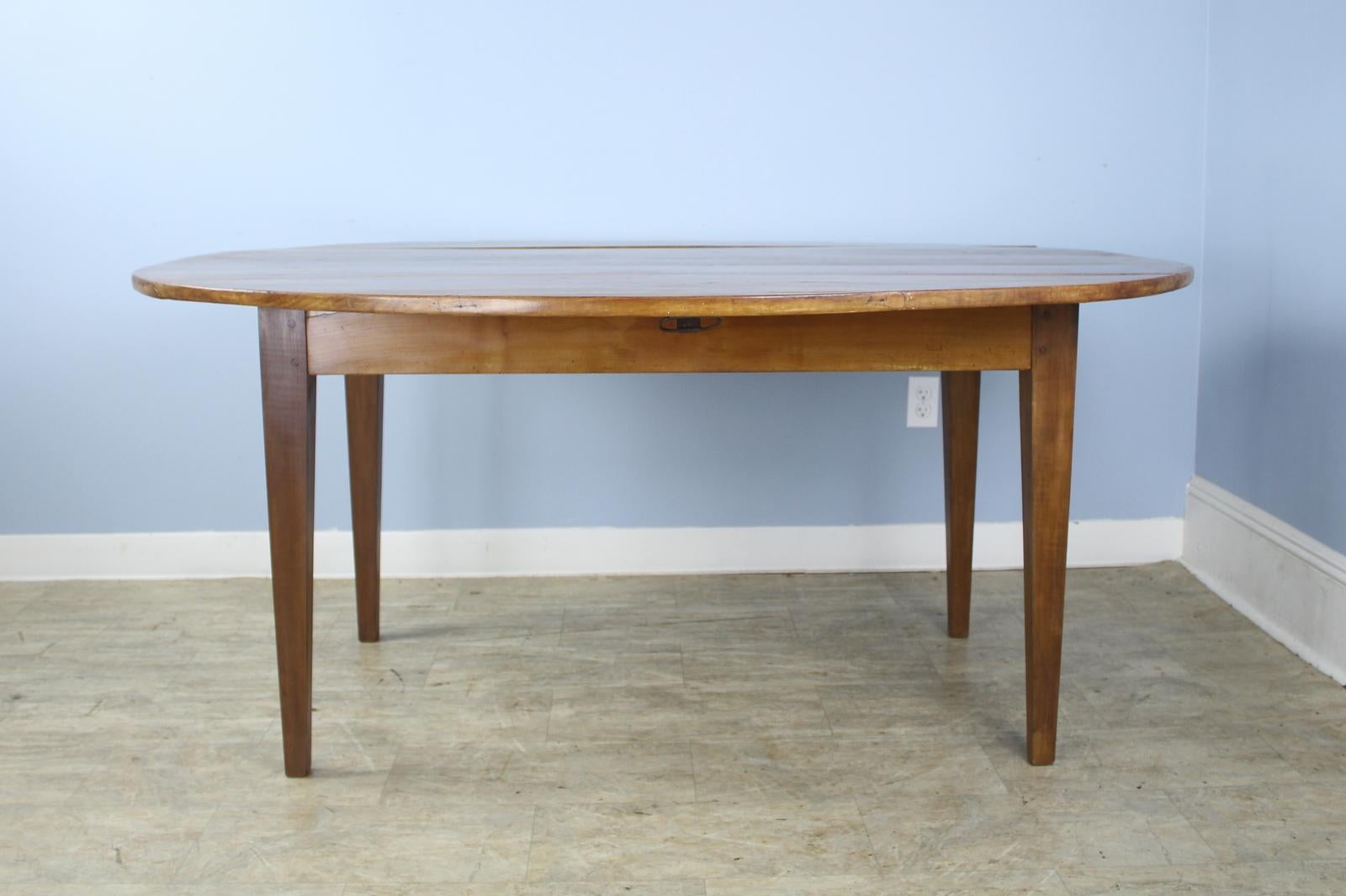 French Antique Fruitwood Drop Leaf Dining Table For Sale