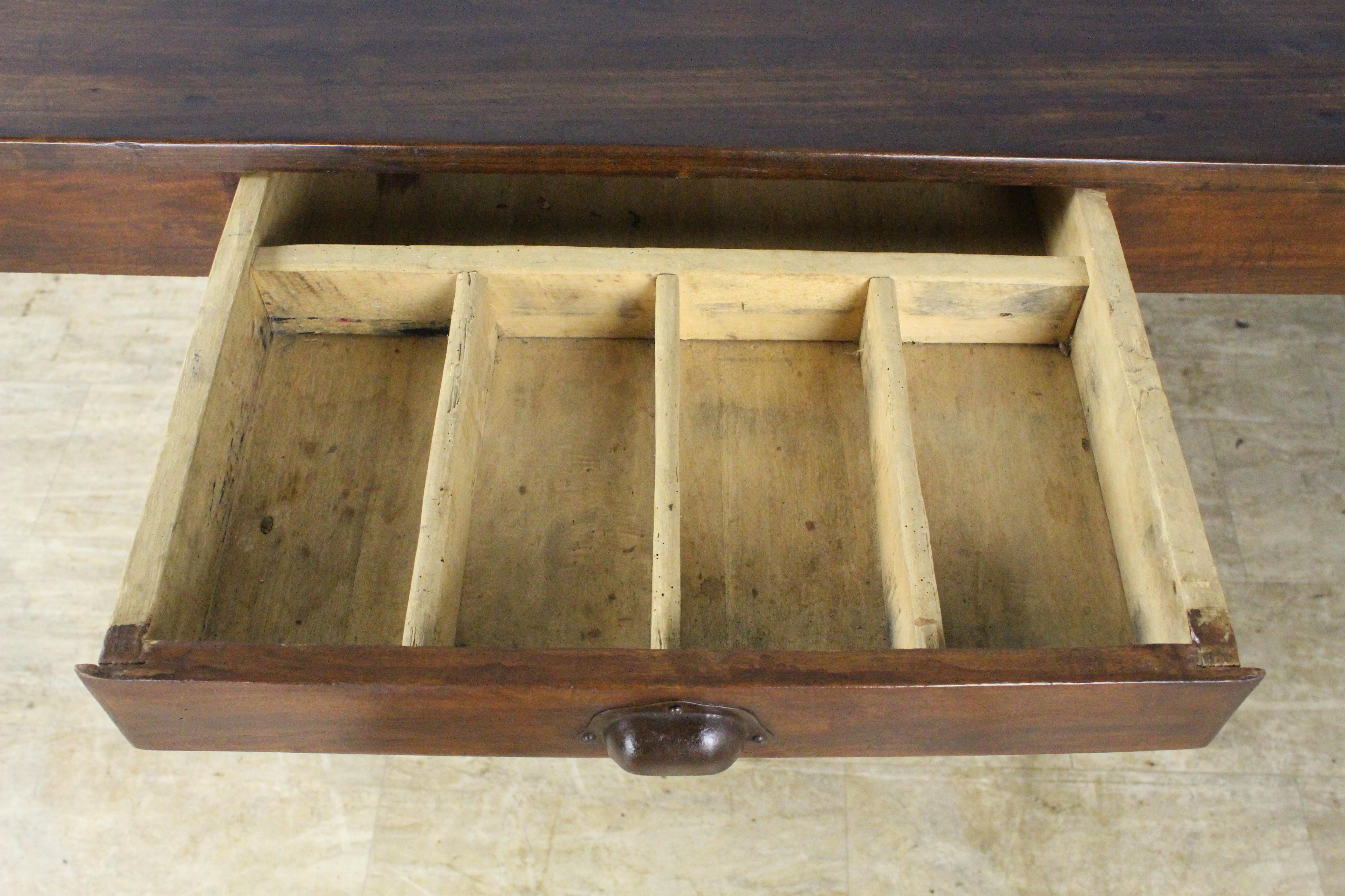 Antique Fruitwood Farm Table, One Drawer For Sale 5