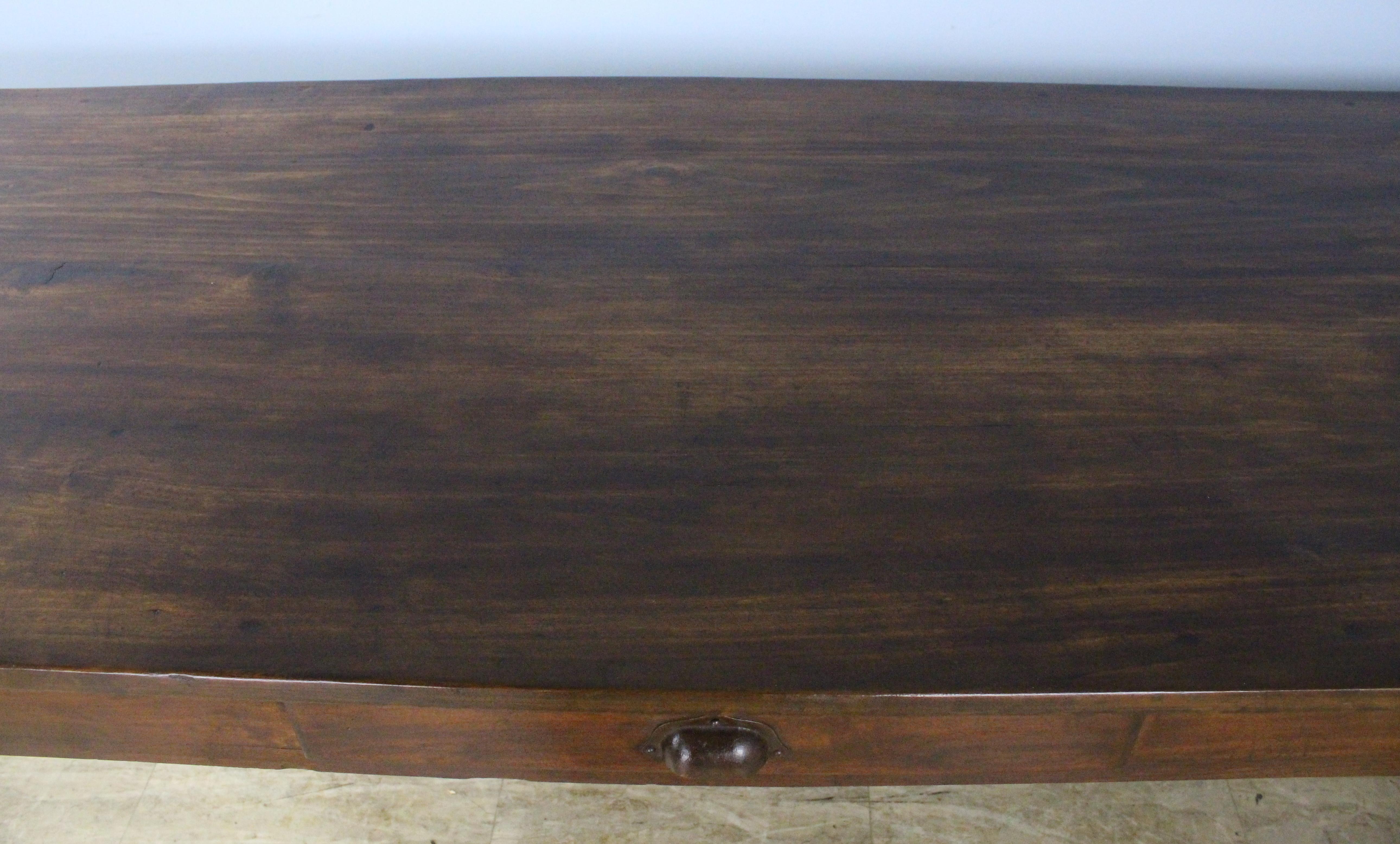 Antique Fruitwood Farm Table, One Drawer For Sale 2