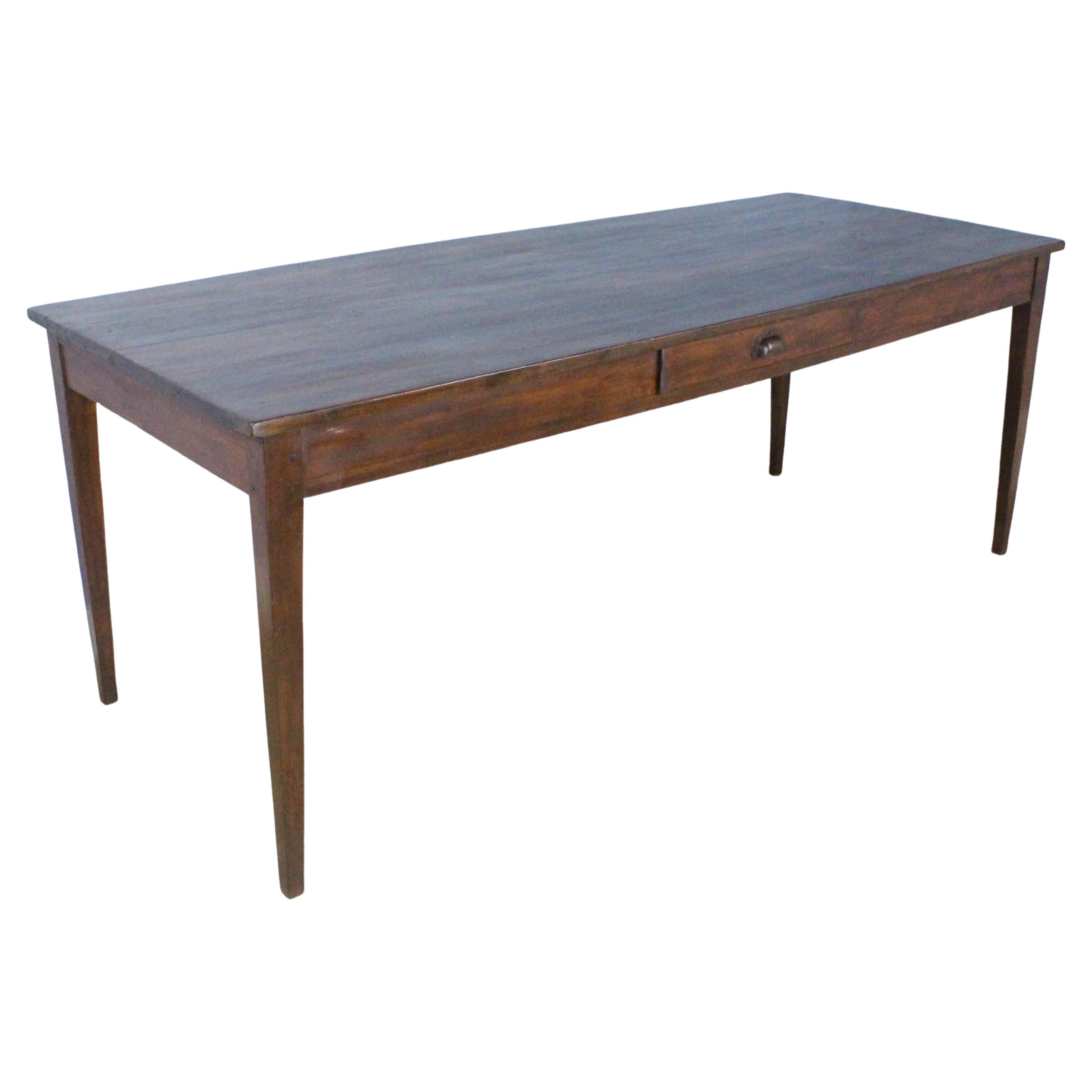 Antique Fruitwood Farm Table, One Drawer