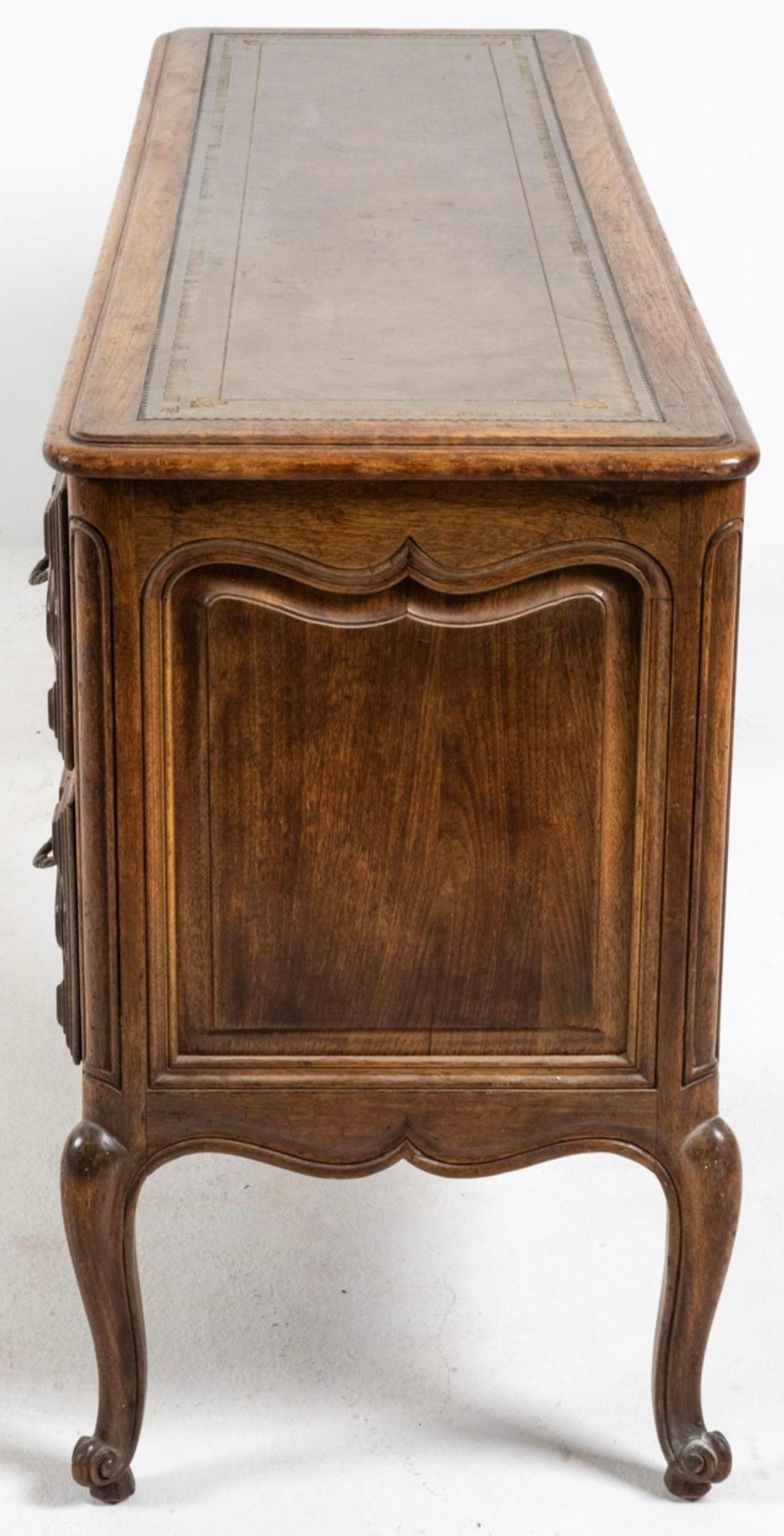 Antique Fruitwood Rustic French Desk / Writing Table / Console W/ Leather Top In Good Condition In Kennesaw, GA