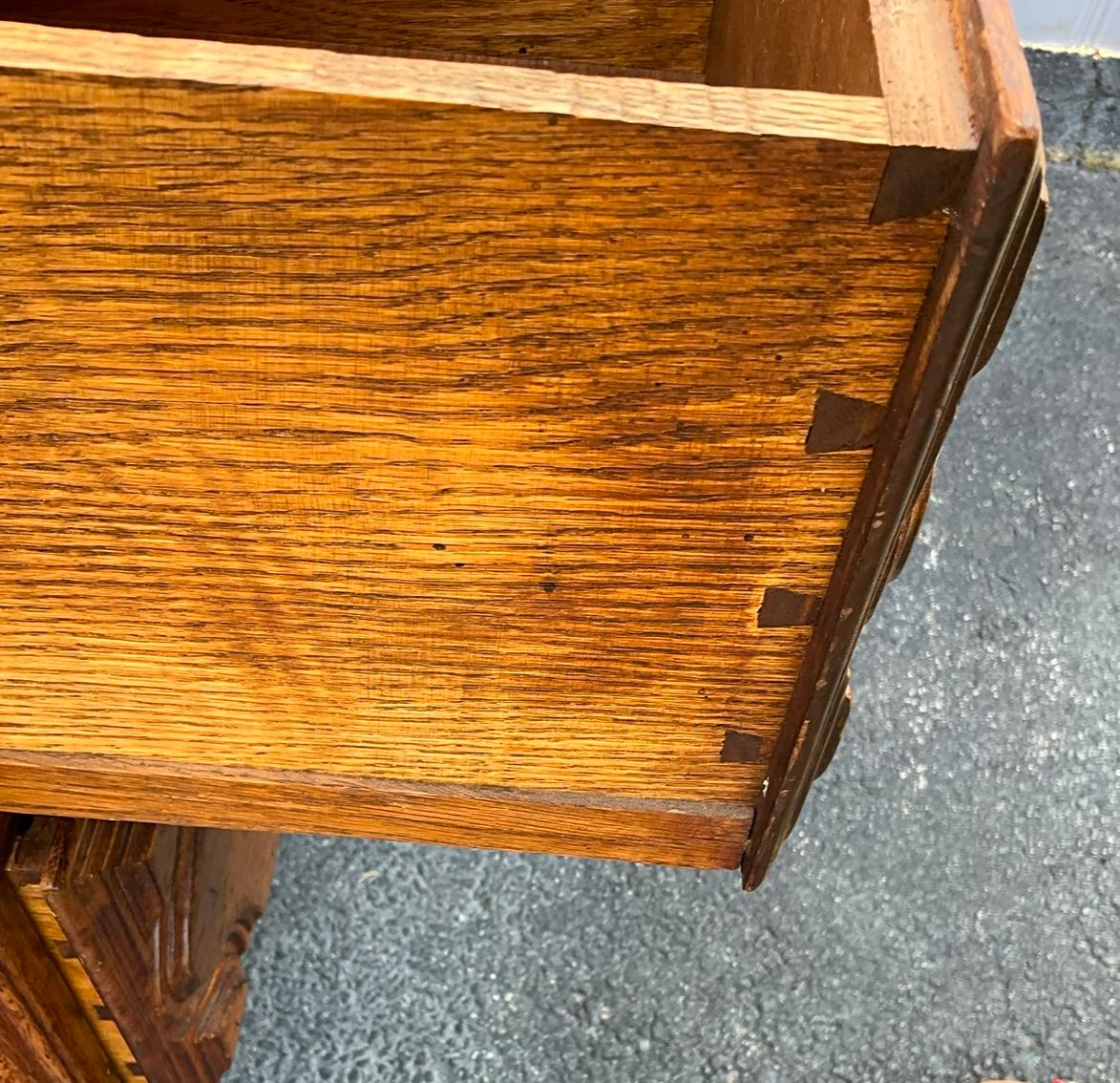 Antique Fruitwood Rustic French Desk / Writing Table / Console W/ Leather Top 1