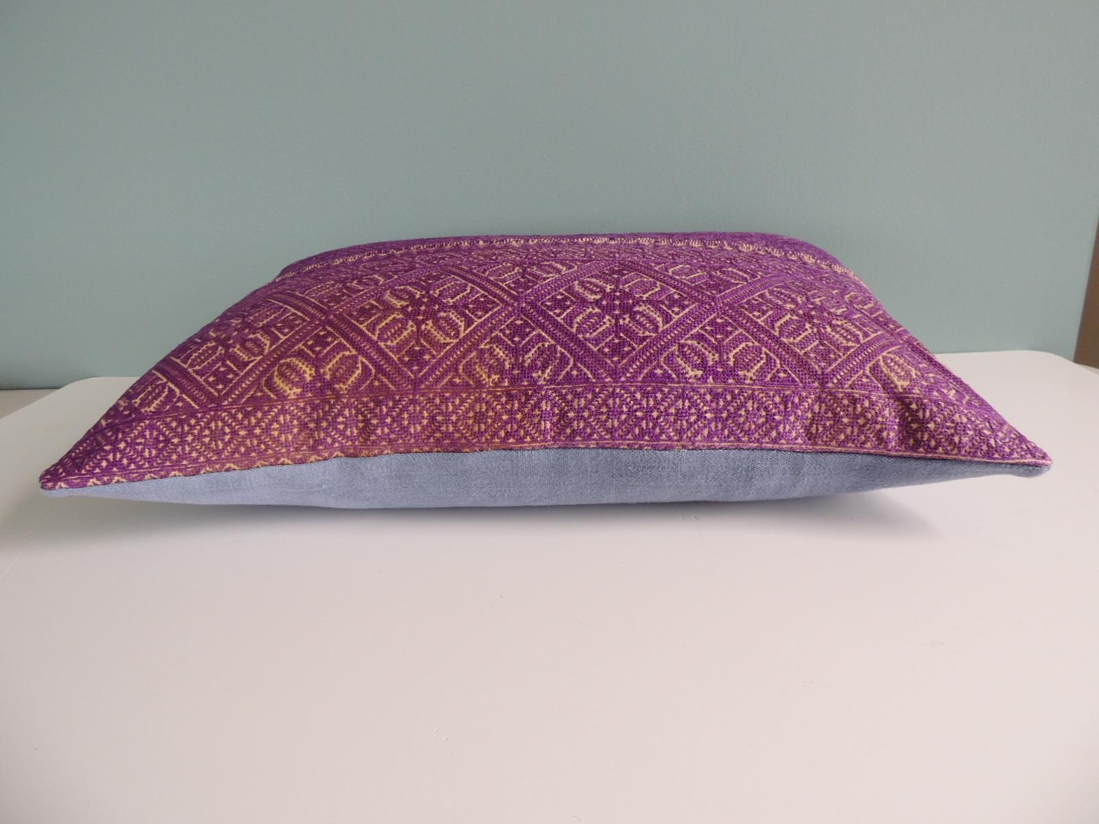 Cotton Antique Fuchsia Embroidered Fez Decorative Bolster Pillow