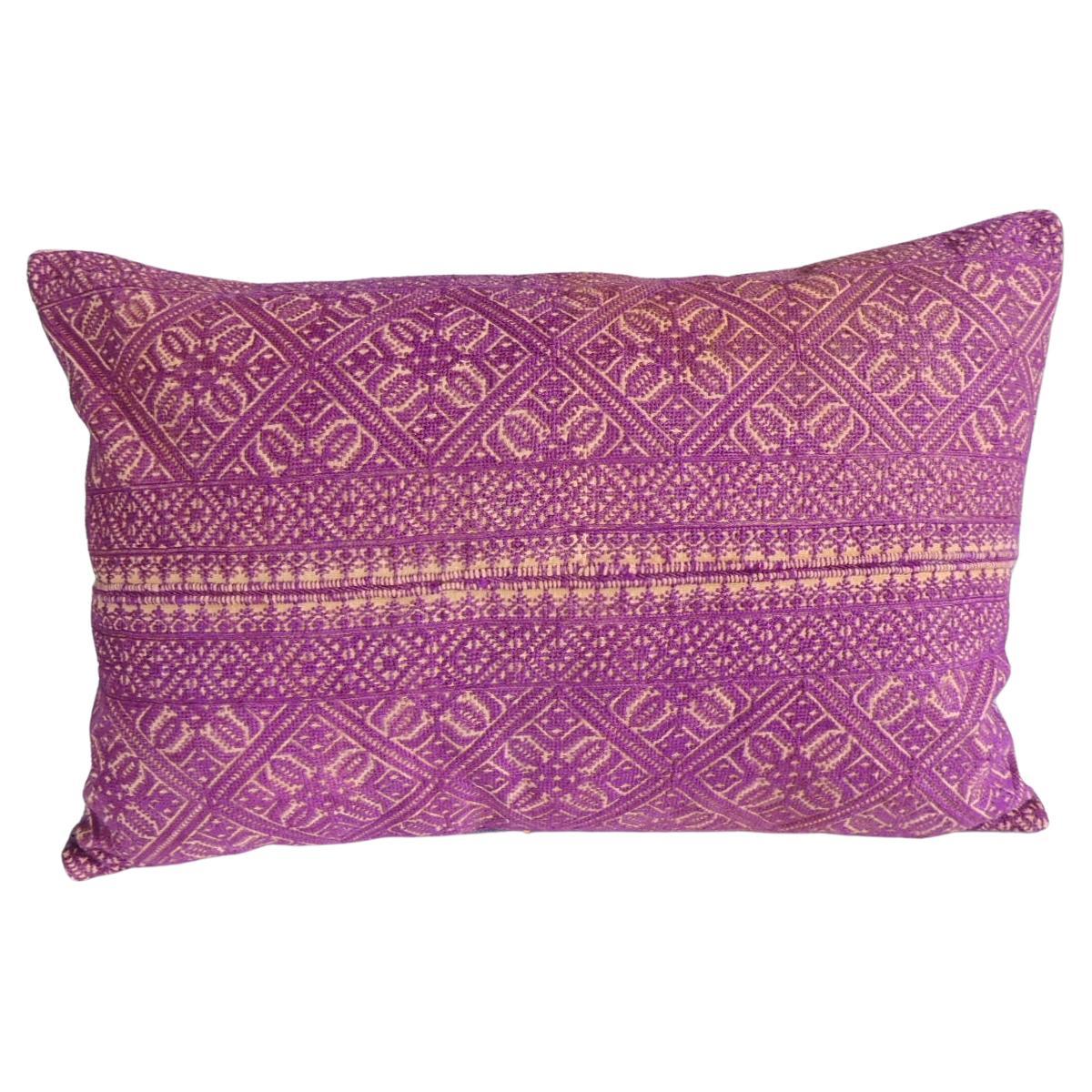 Antique Fuchsia Embroidered Fez Decorative Bolster Pillow