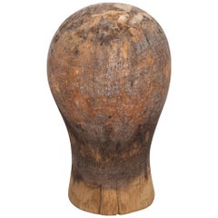 Antique Full Head Wooden Hat Mold, circa 1860-1920