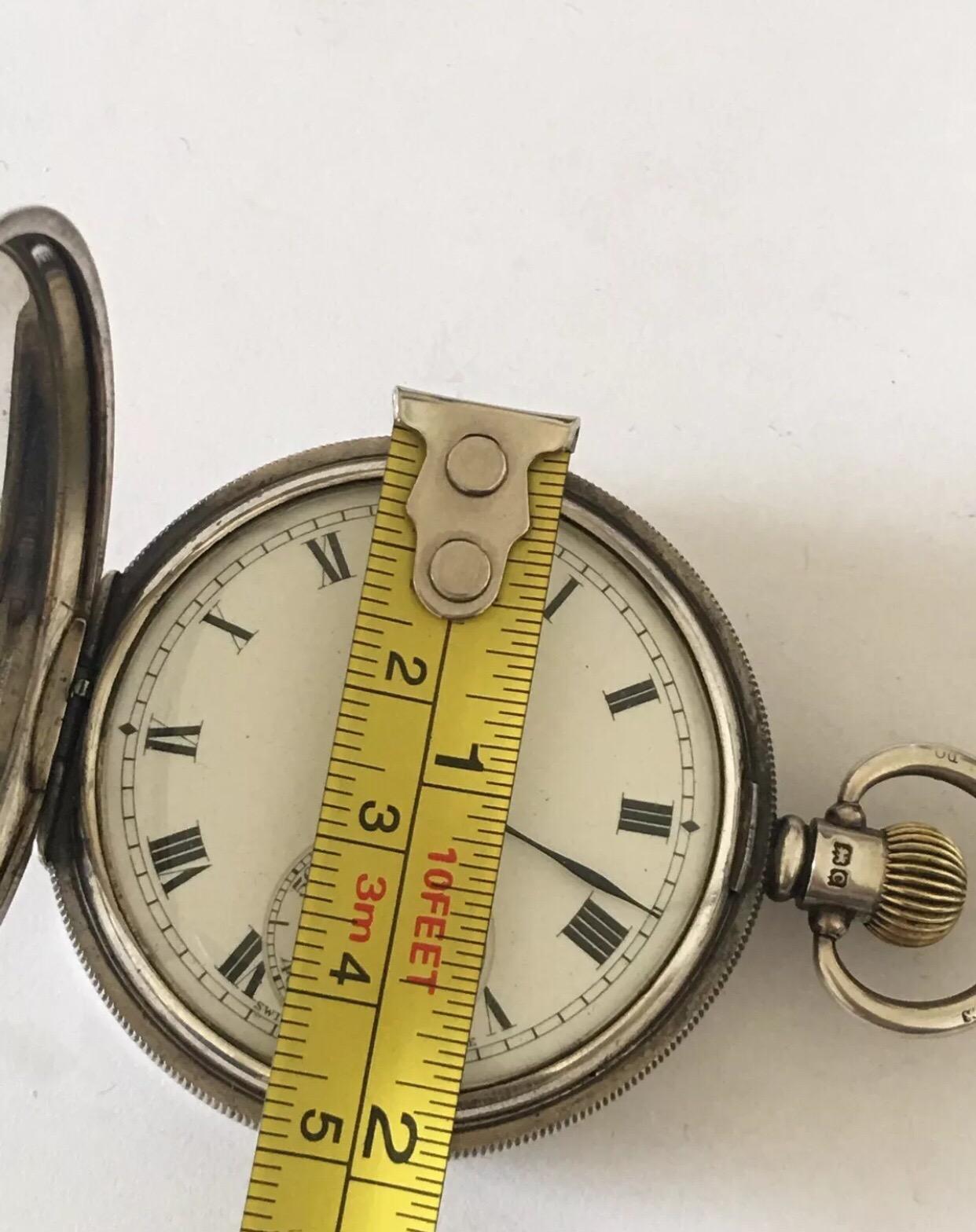 Antique Full Hunter Engine Turned Case Silver Pocket Watch BY J.W. Benson London 7