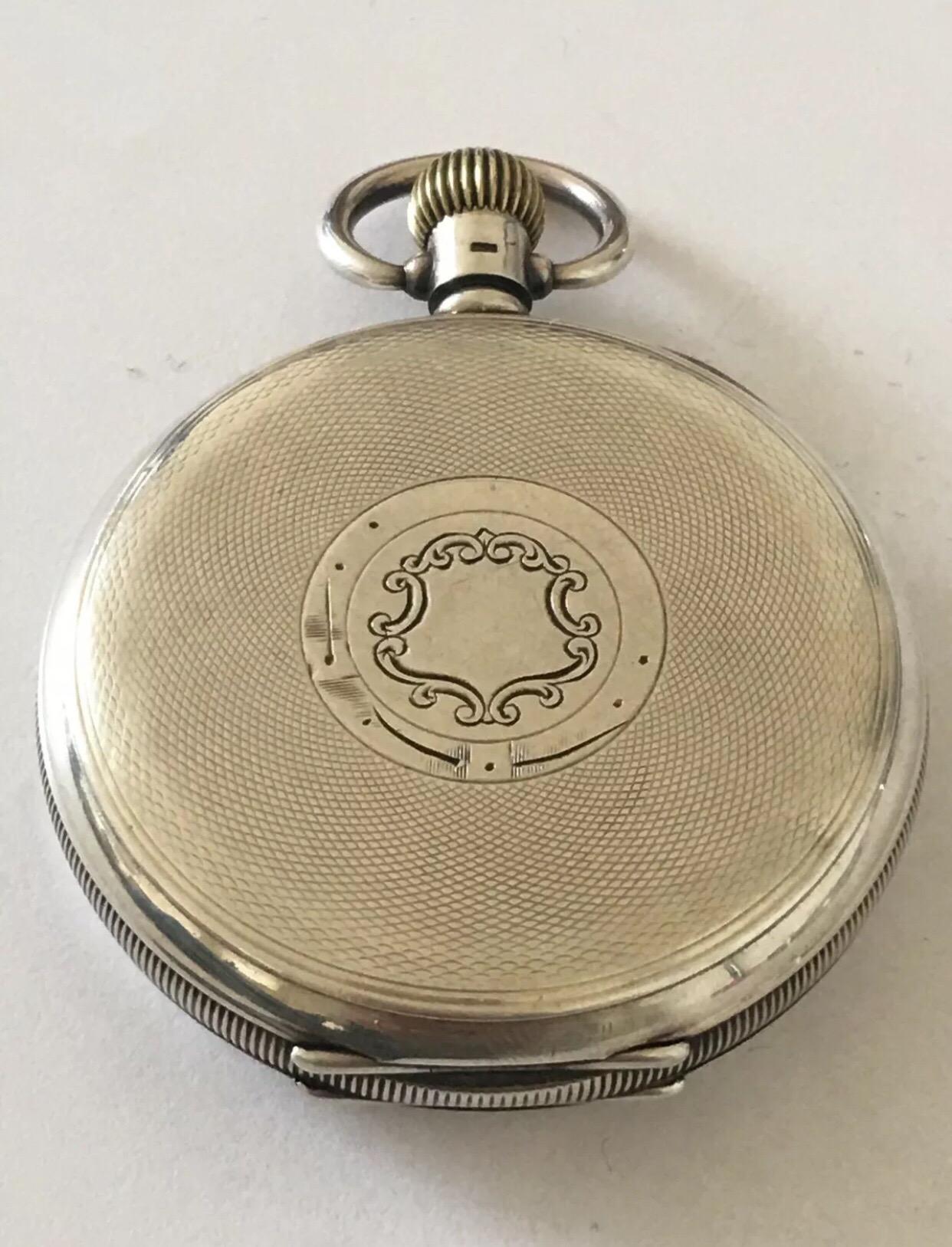 Antique Full Hunter Engine Turned Case Silver Pocket Watch BY J.W. Benson London In Fair Condition In Carlisle, GB