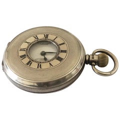 Antique Full Hunter Engine Turned Case Silver Pocket Watch BY J.W. Benson London