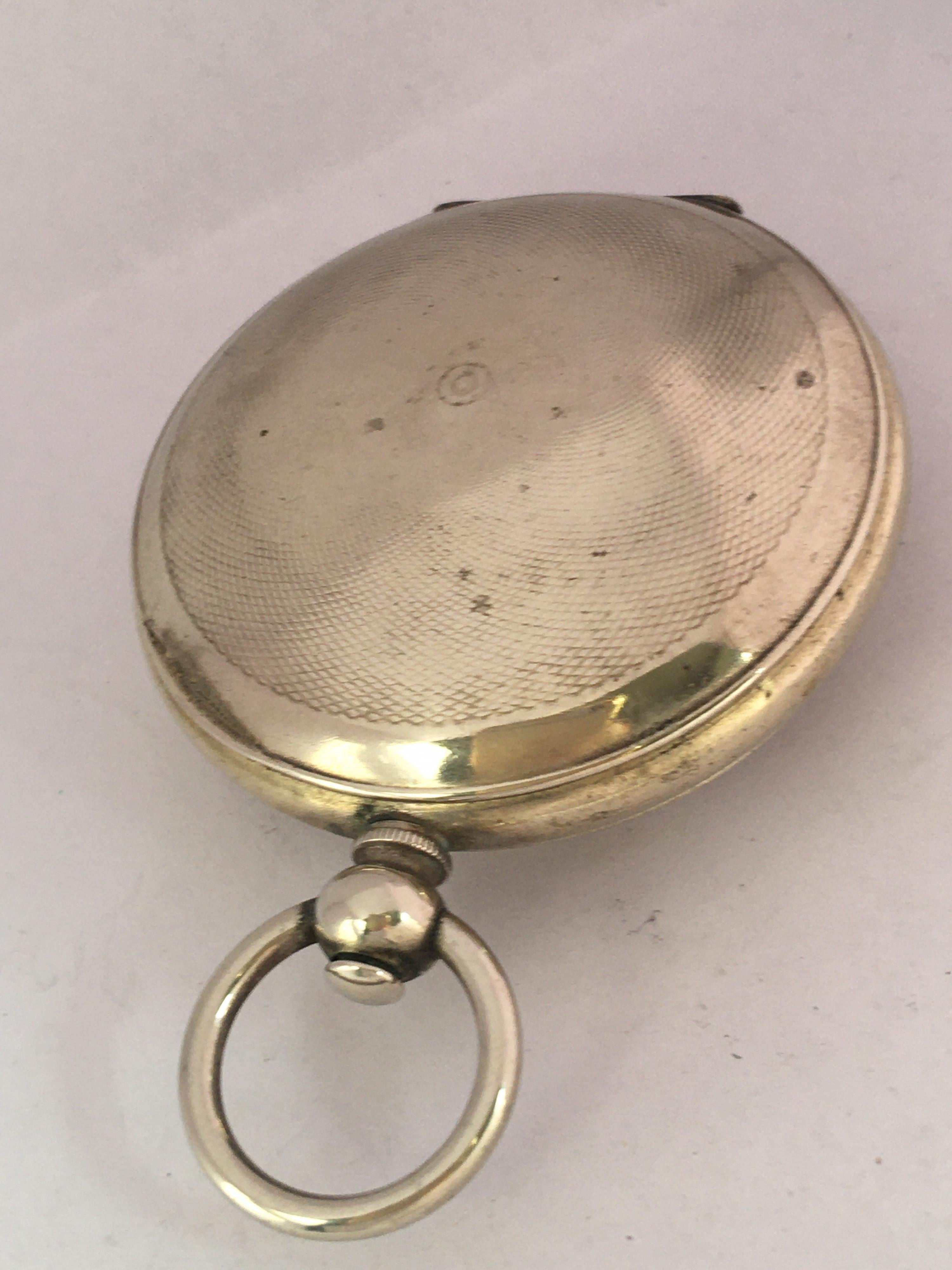 Antique Full Hunter Engine Turned Nickel Cased Turkish Market Pocket Watch For Sale 4