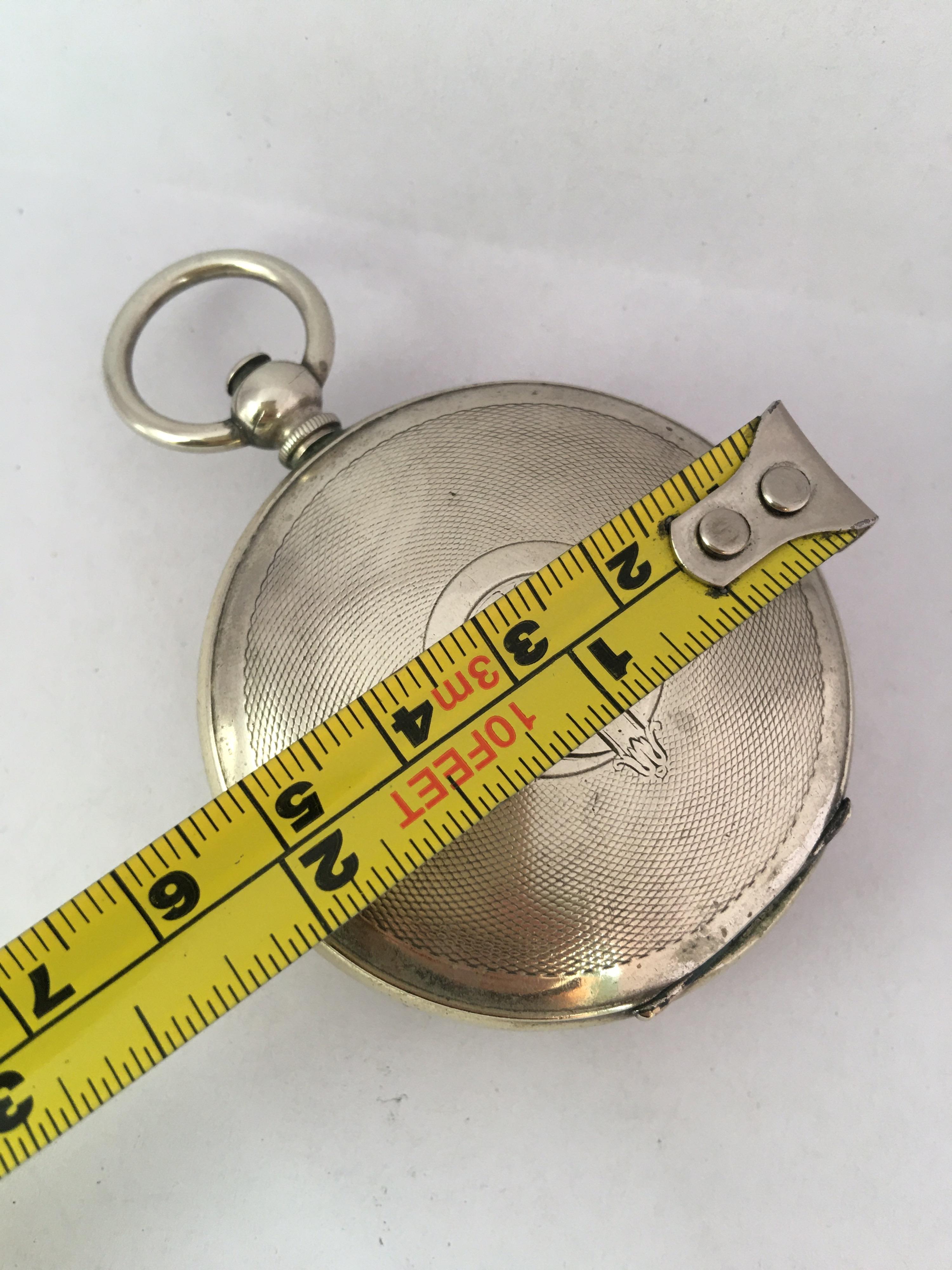 Antique Full Hunter Engine Turned Nickel Cased Turkish Market Pocket Watch For Sale 6