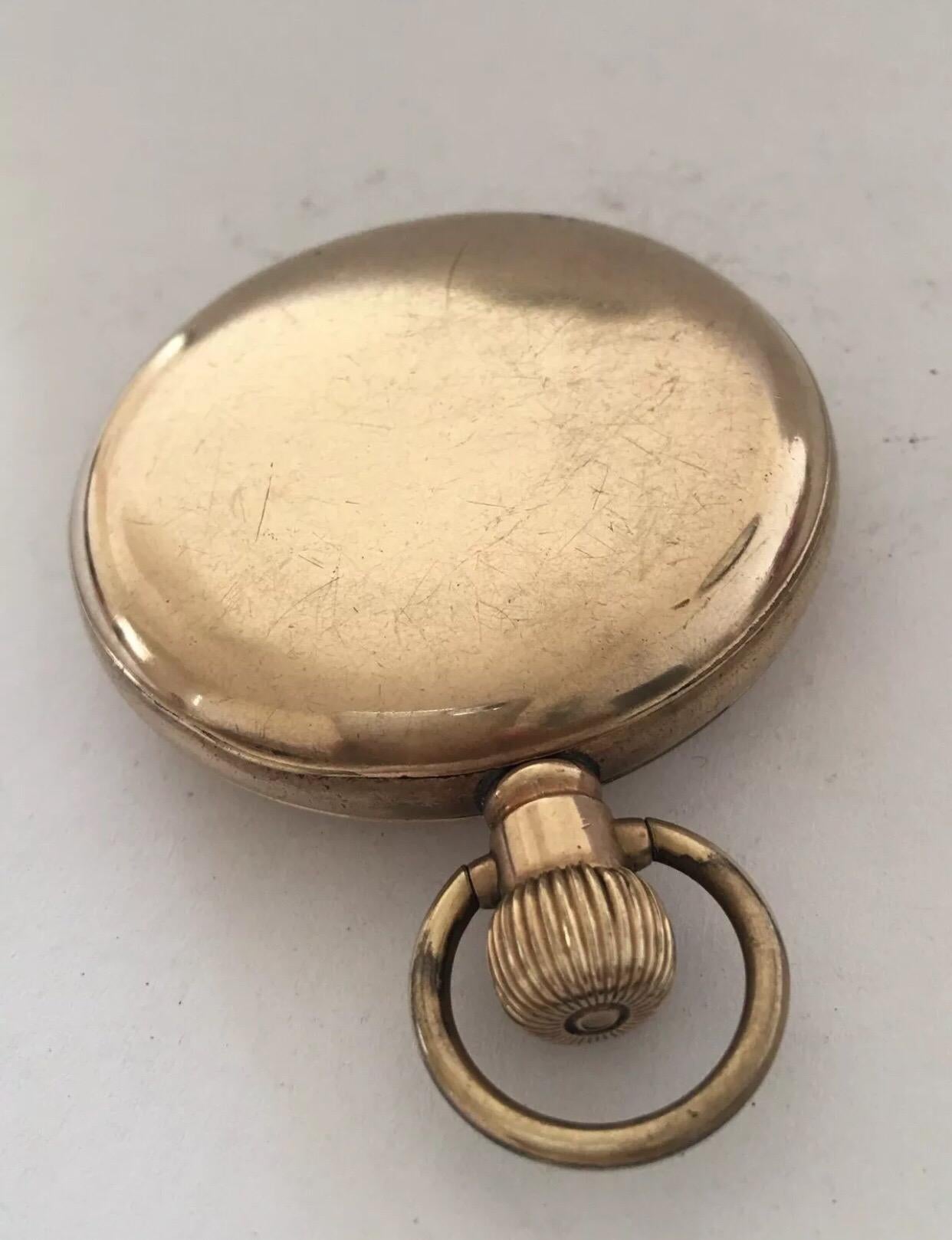 Antique Full Hunter Gold-Plated Waltham Pocket Watch 4