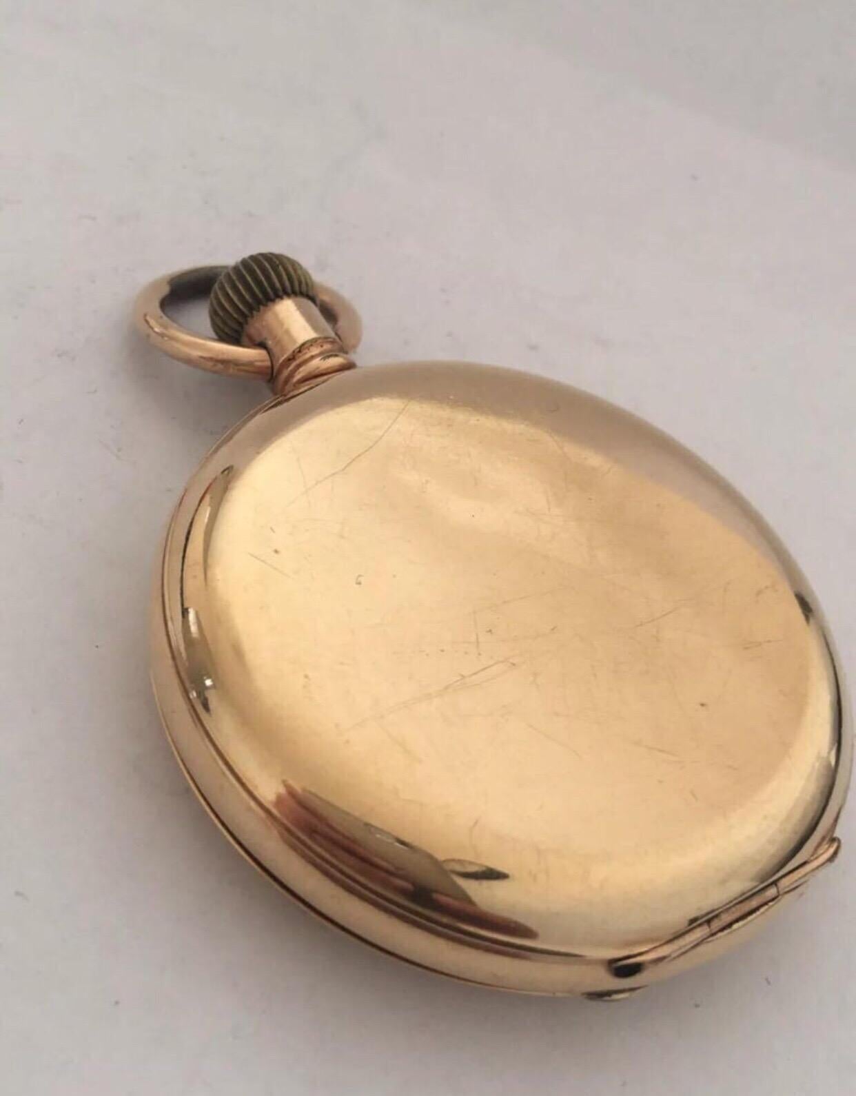 Antique Full Hunter Royal A.W.W. Co. Waltham, Mass Gold Plated Pocket Watch 4