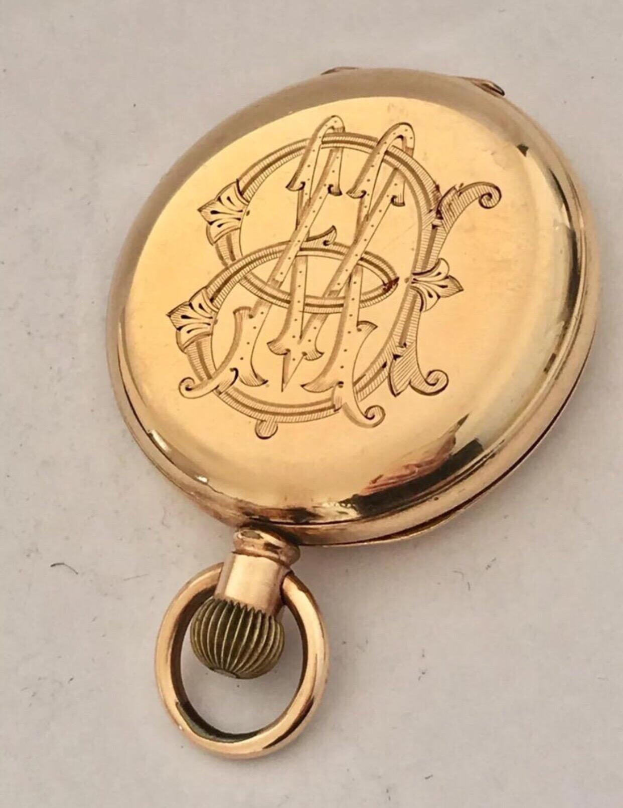 Women's or Men's Antique Full Hunter Royal A.W.W. Co. Waltham, Mass Gold Plated Pocket Watch