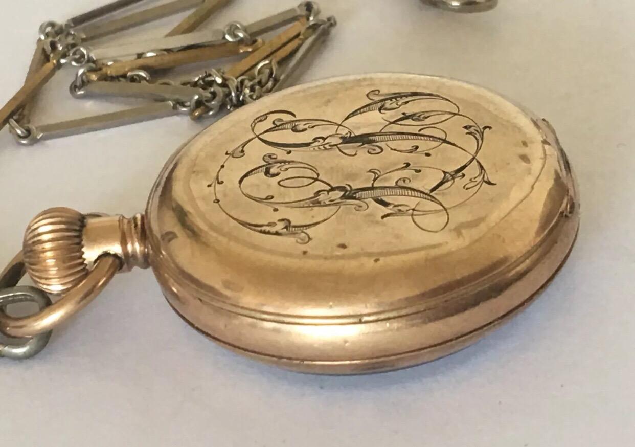 Antique Full Hunter Royal A.W.W. Co. Waltham, Mass Gold-Plated Pocket Watch 2