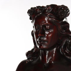 Antique Full Size Carved Mahogany Caryatid Figure Of A Classical Woman c1880