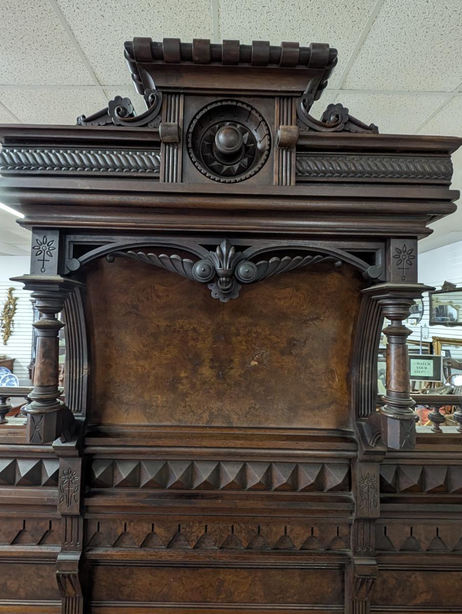 Lit ancien Eastlake, noyer, ronce, Circa 1890, 87 