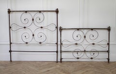 Antique Full Size Scroll Iron Bed with Original Rails