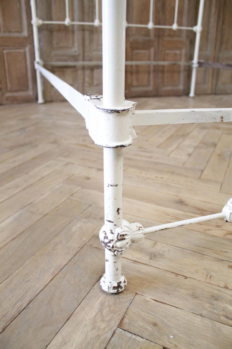 Antique Full Size White Painted Iron Bed with Brass Accents at 1stDibs antique beds with metal