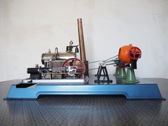 Antique Fully Functional Steam Engine Model, Germany 1950s