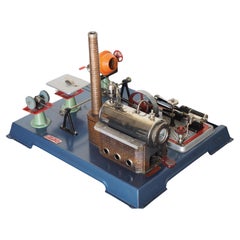 Antique Fully Functional Steam Engine Model, Germany 1950s