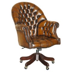ANTiQUE FULLY RESTORED BROWN LEATHER CHESTERFIELD DIRECTORS CAPTAINS ARMCHAIR