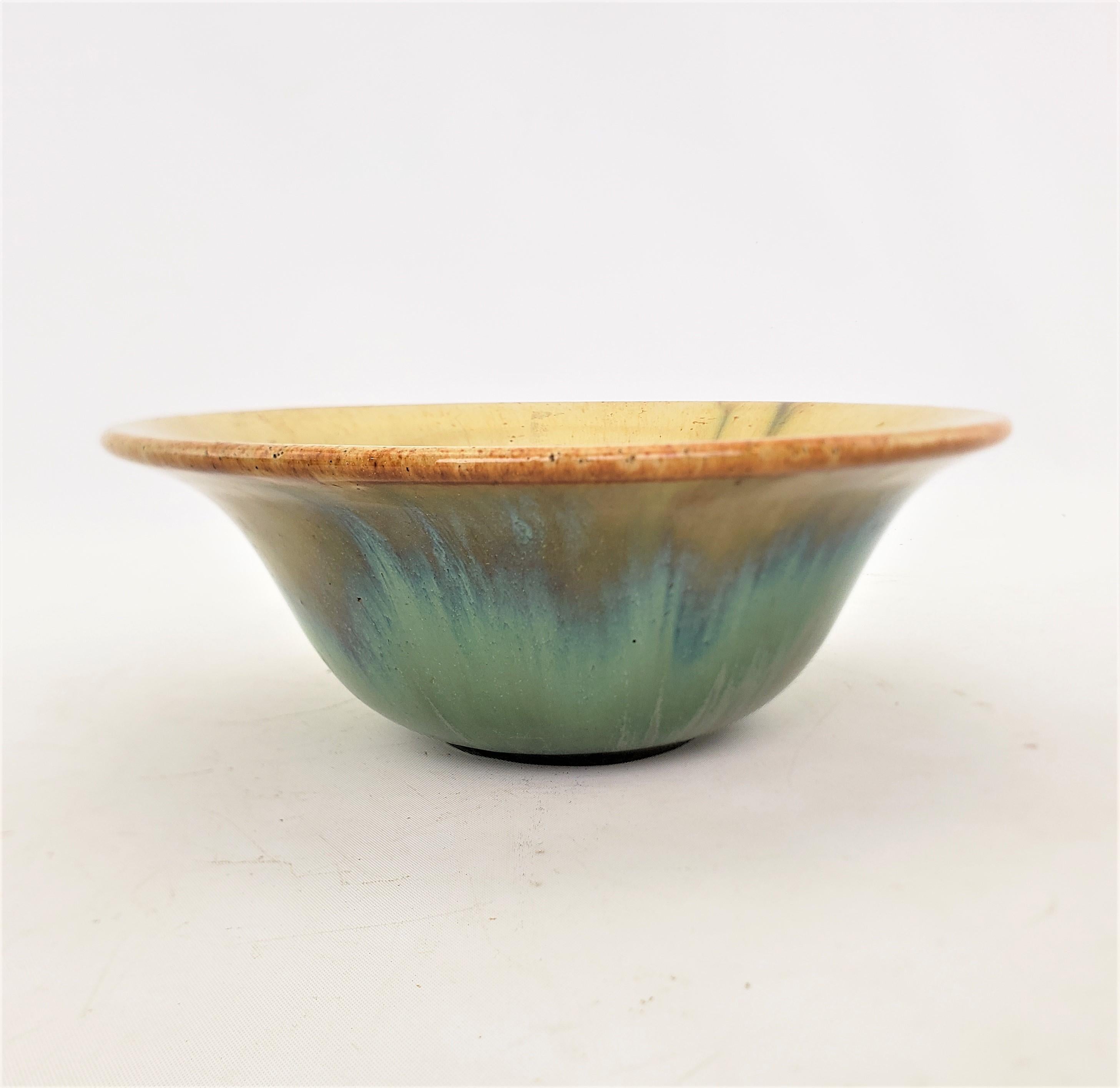 Antique Fulper Art Pottery Bowl with Blue, Green & Turquoise Glaze In Good Condition For Sale In Hamilton, Ontario
