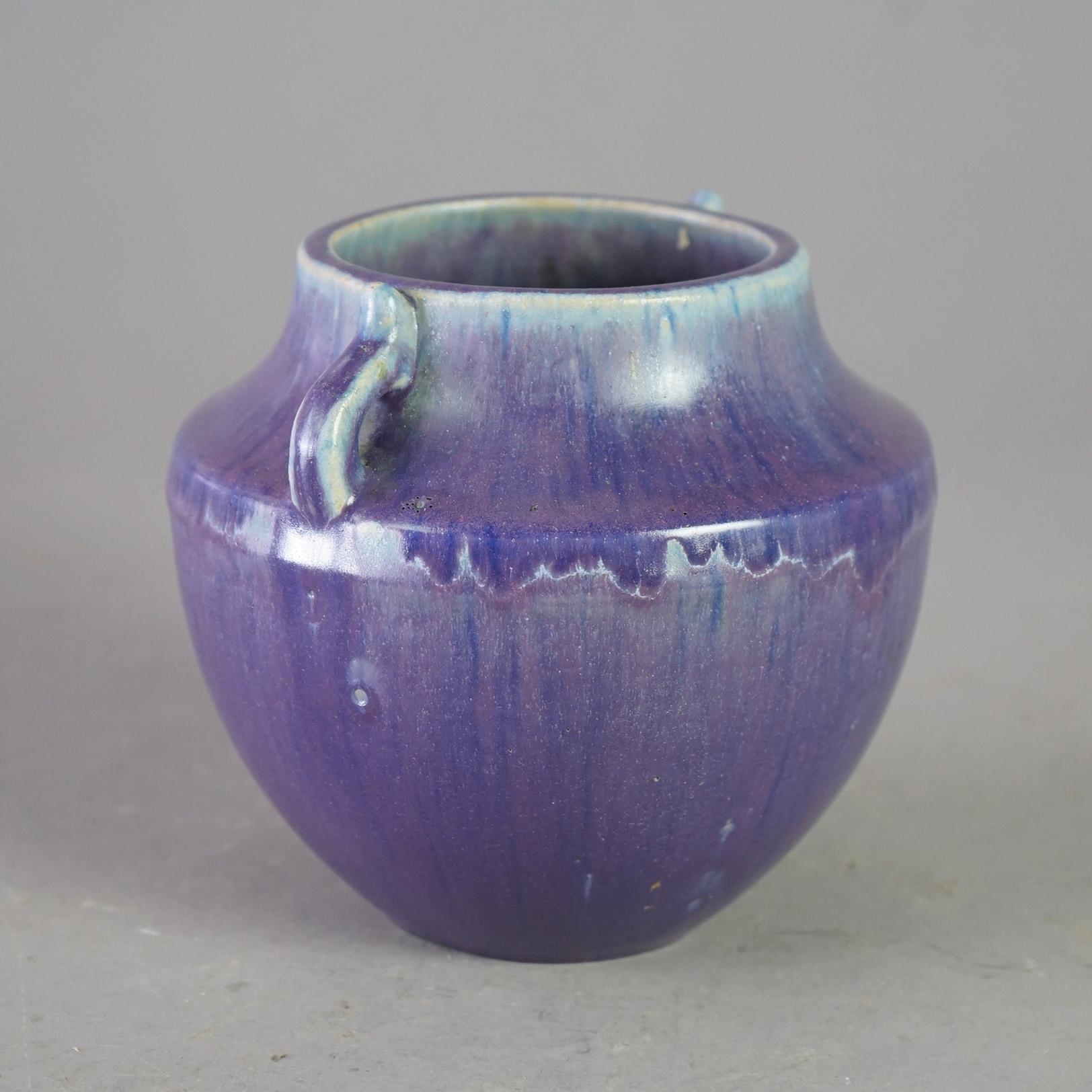 Américain Vase bas ancien de Fulper Art Pottery à double poignée C1920 en vente