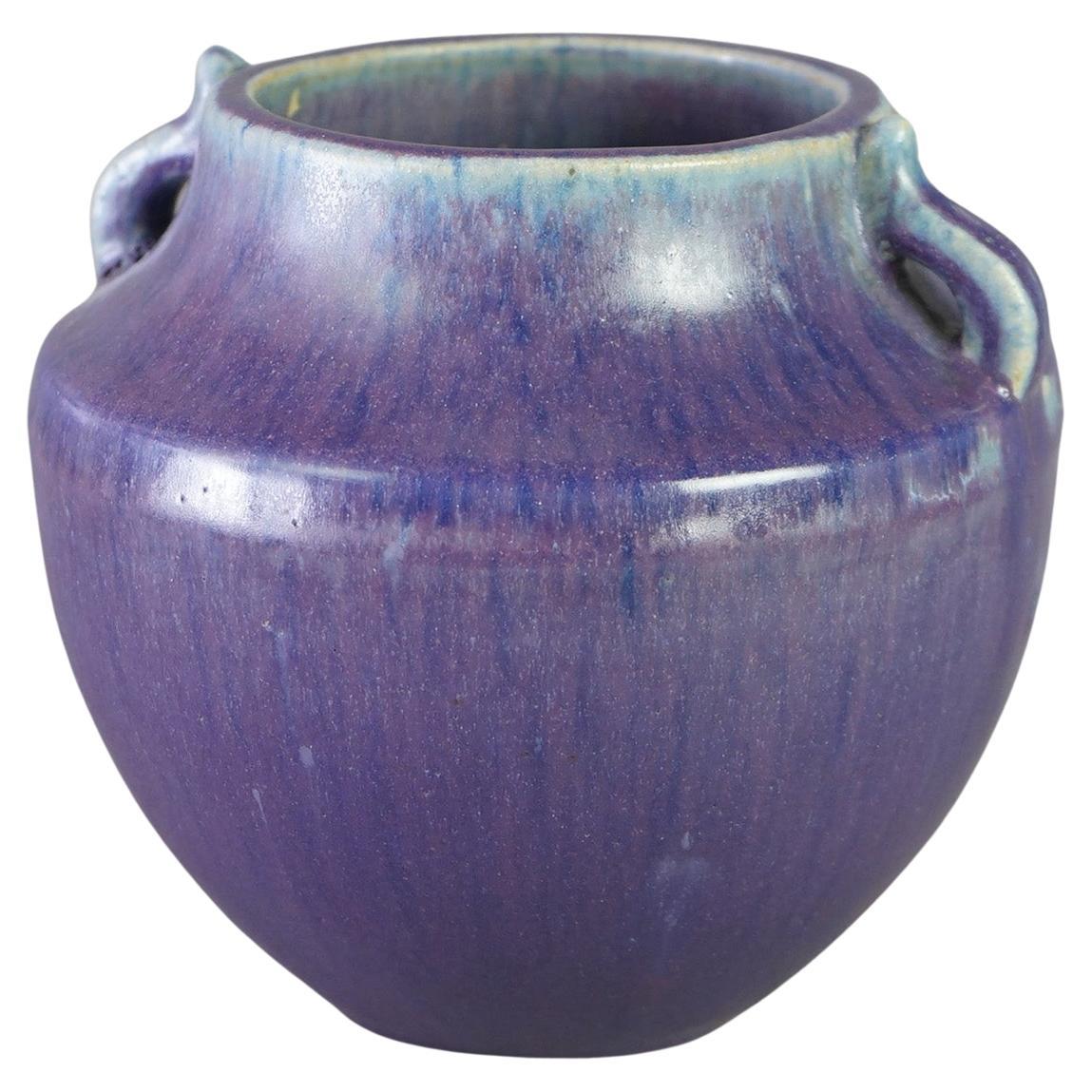 Antike Fulper-Kunstkeramik-Vase mit doppeltem Henkel, niedrig, um 1920 im Angebot