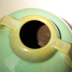 Antique Fulper Arts & Crafts Bulbous Two Handled Pottery Vase C1920