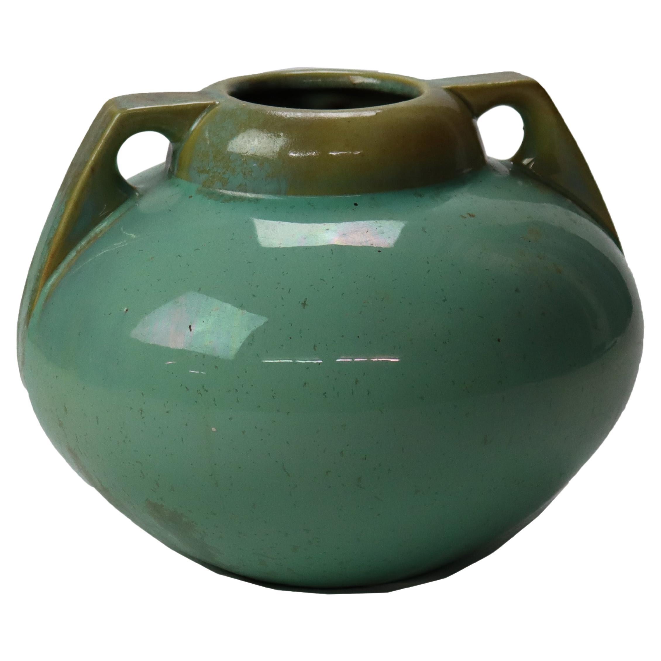 Antique Fulper Arts
Crafts Bulbous Two Handled Pottery Vase C1920