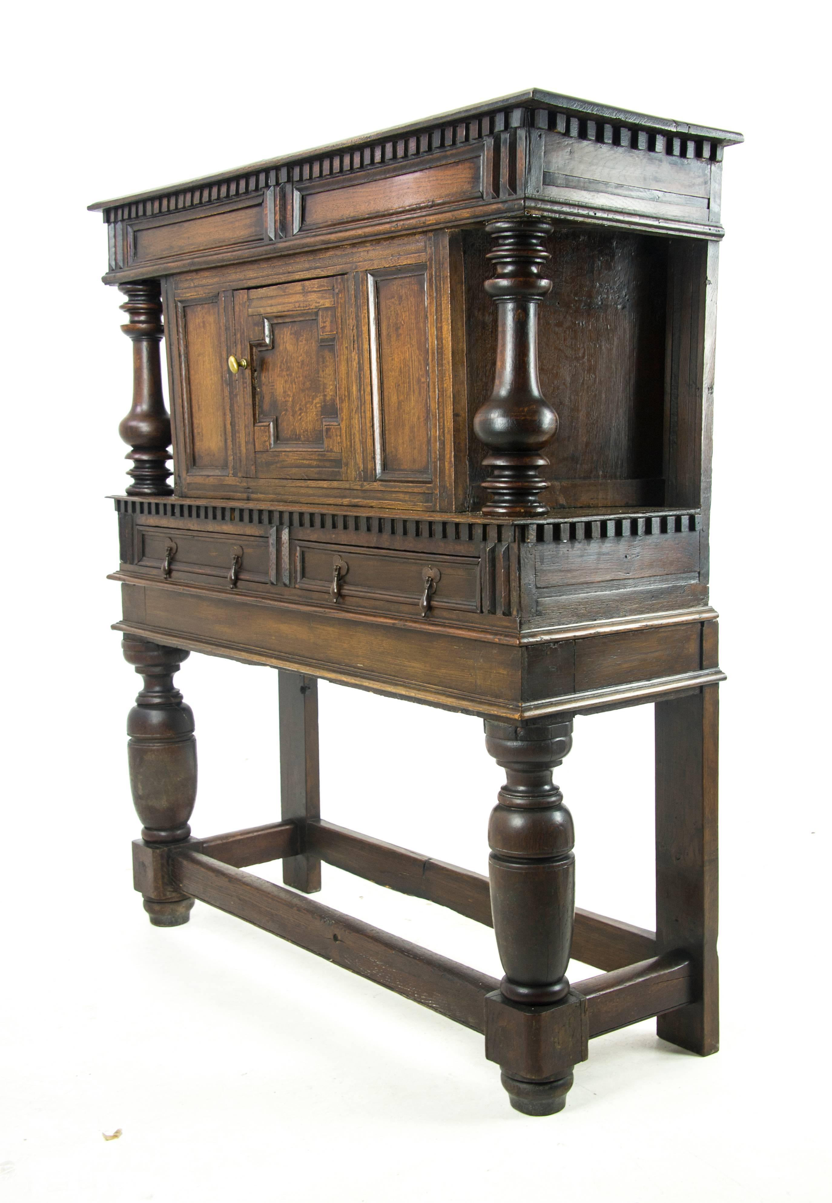 Scottish Antique Furniture Sideboard, Georgian Court Cupboard, Scotland, 1810