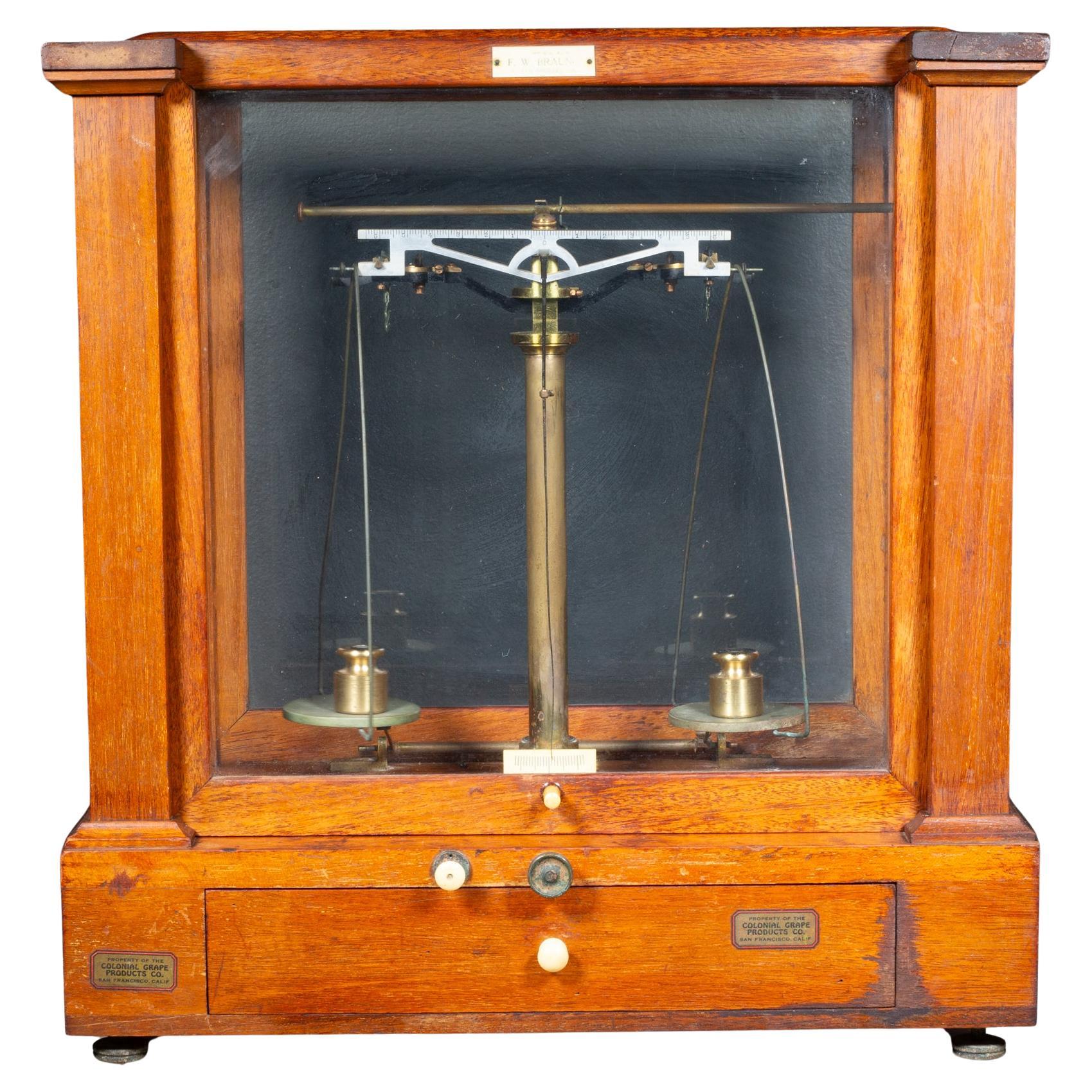 Antique F.W. Braun Apothecary Balance Beam Scale c.1920