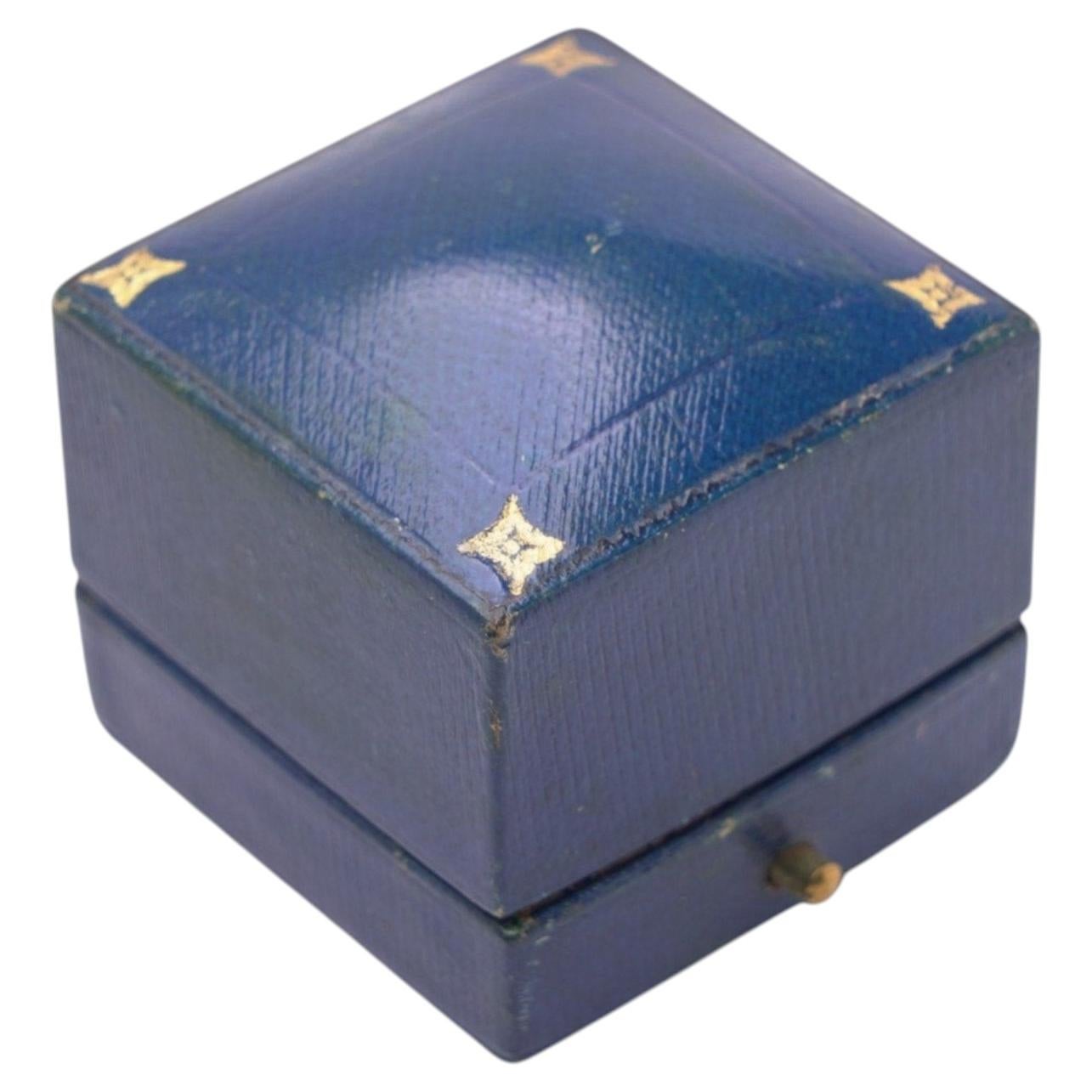 Antike F.W. Hartley Ltd, 41 Albemarle Street, London – Ringbox aus blauem Leder im Angebot