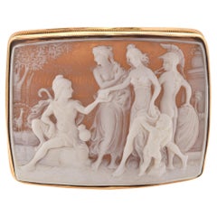 Vintage G Noto "Judgement of Paris (Picking Venus)" Yellow Gold Brooch